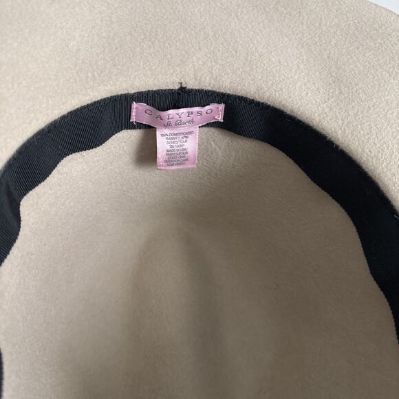 Calypso St Barth Pure Rabbit Fur Felt Fedora Women's Hat Beige Made In USA - Picture 10 of 11